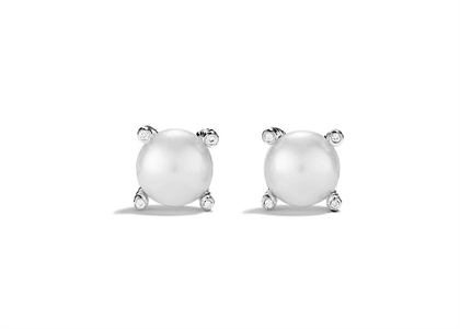 Silver Plated CZ Studded Pearl Set Stud Earring